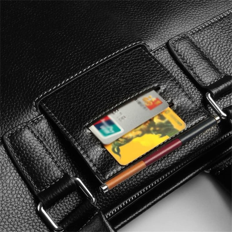 Leather Business Briefcase for Men, Suitable for Laptops, with a Horizontal Design, Perfect As a Gift