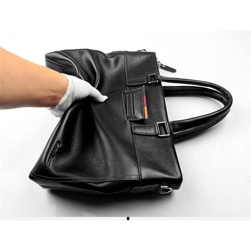 Leather Business Briefcase for Men, Suitable for Laptops, with a Horizontal Design, Perfect As a Gift