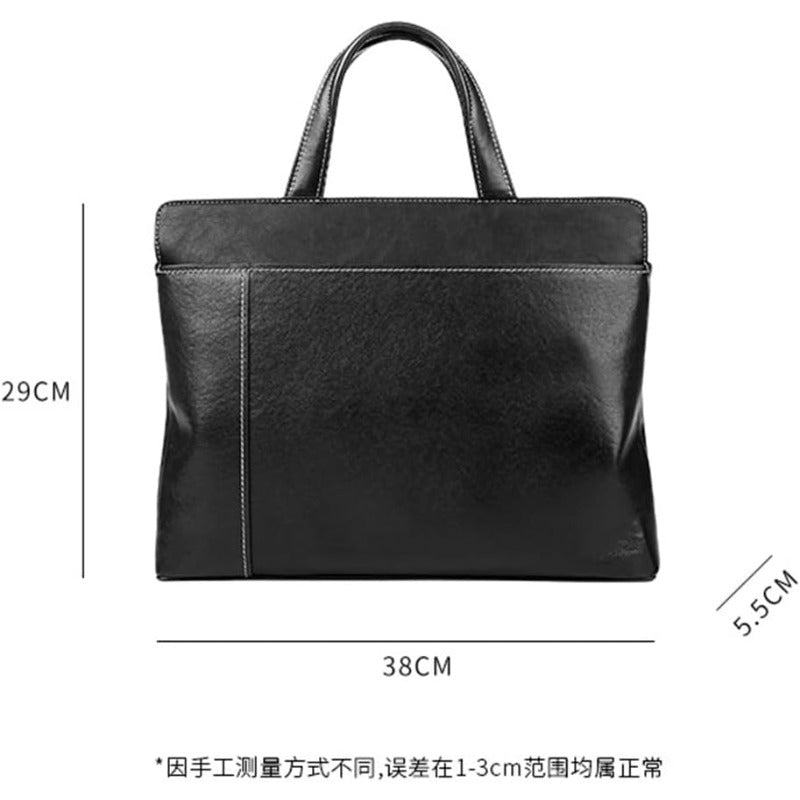 Leather Briefcase for Men, Horizontal Handbag Suitable for Computers, Business Casual Crossbody Bag