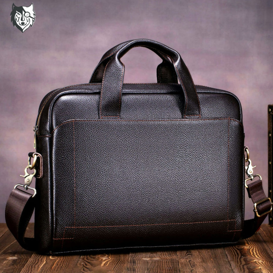 Genuine Leather Men'S Briefcase | Large Capacity Multi-Layer Storage, and Wear-Resistant Design, Suitable for Daily Office Meetings and Travel