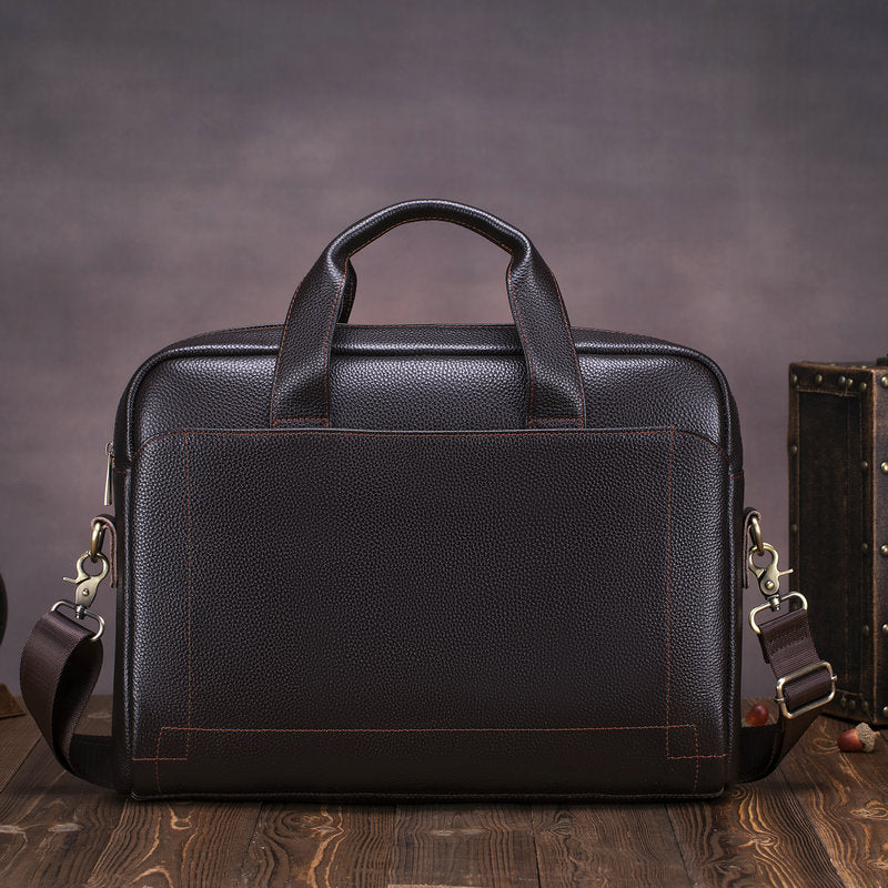 Genuine Leather Men'S Briefcase | Large Capacity Multi-Layer Storage, and Wear-Resistant Design, Suitable for Daily Office Meetings and Travel